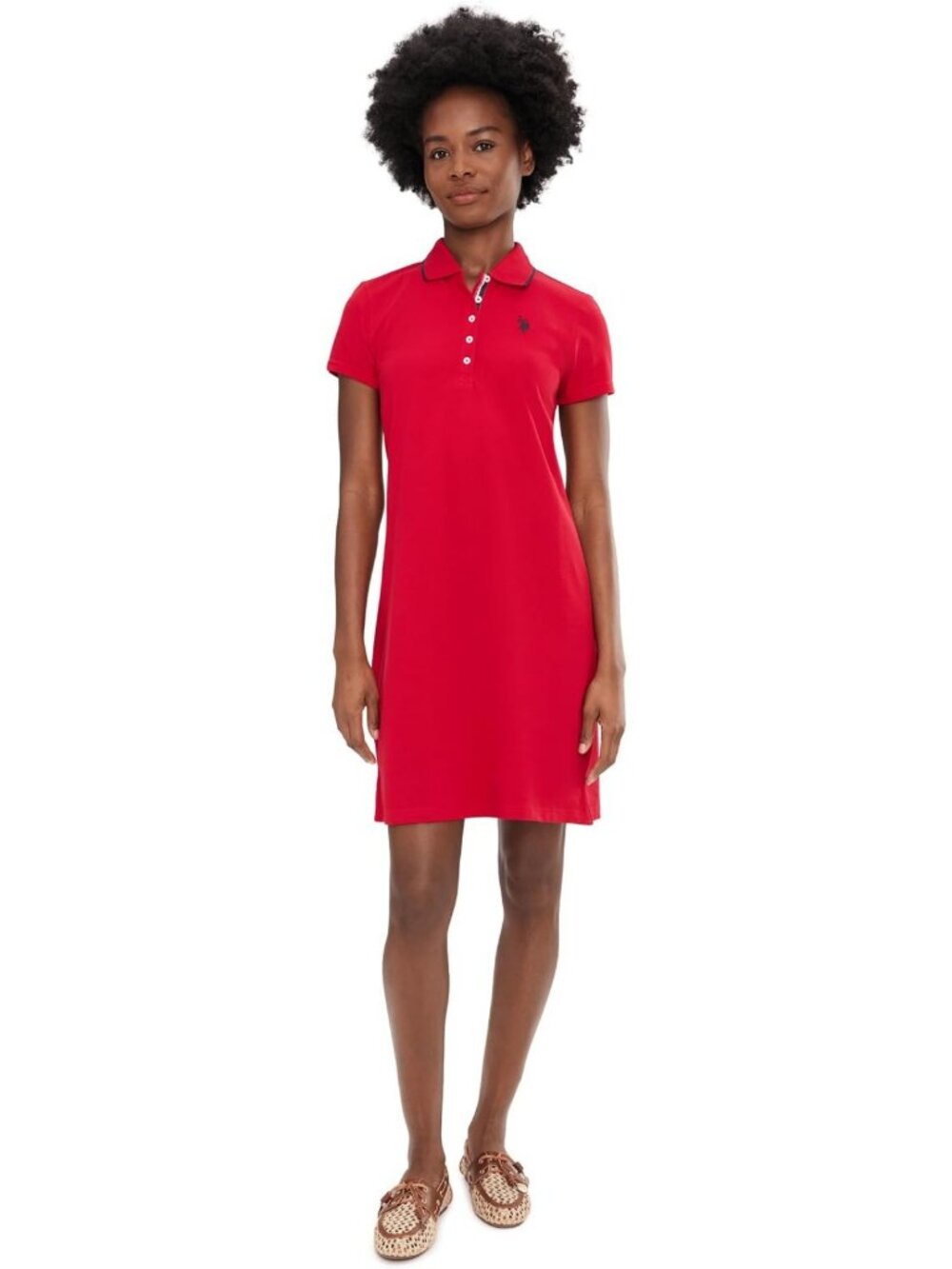 Chic Women's Tipped Polo Dress - Casual Summer Style, Comfortable Fit, Versatile